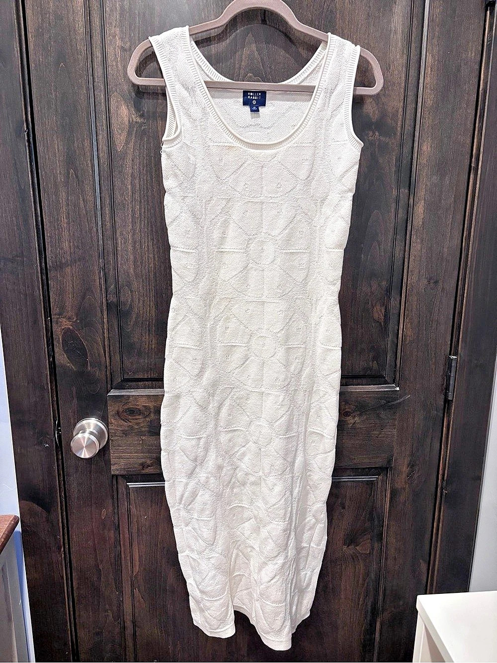 Roller Rabbit Daisy Floral Terry Ankle Dress White XS Like New